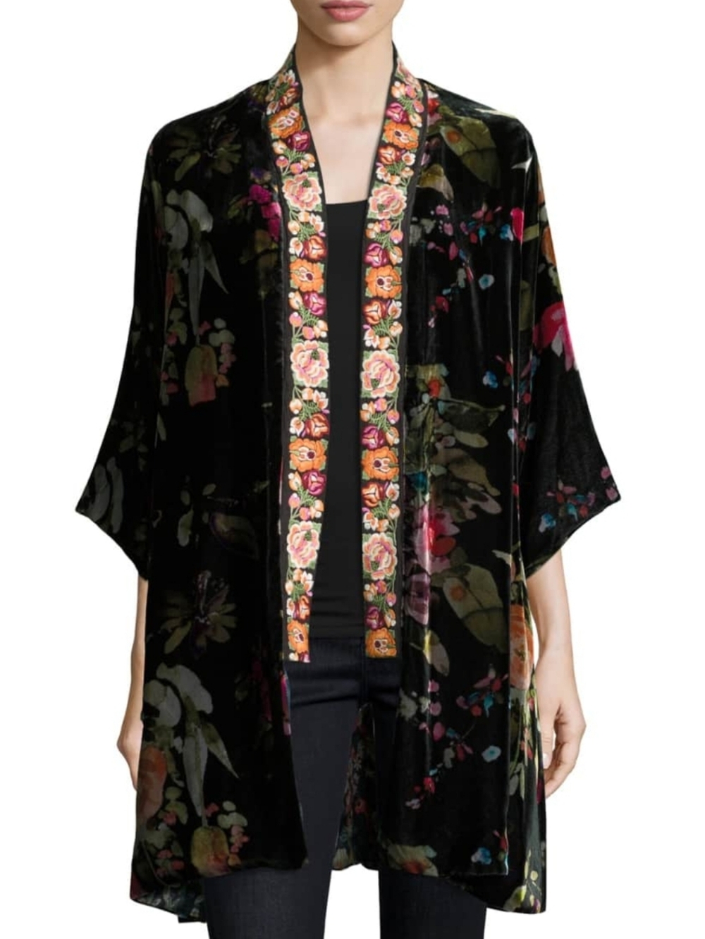 Johnny Was Kehlani Reversible Silk Velvet Kimono